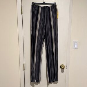 Melissa Paige Women's Striped Straight Leg Pants - Black and Cream